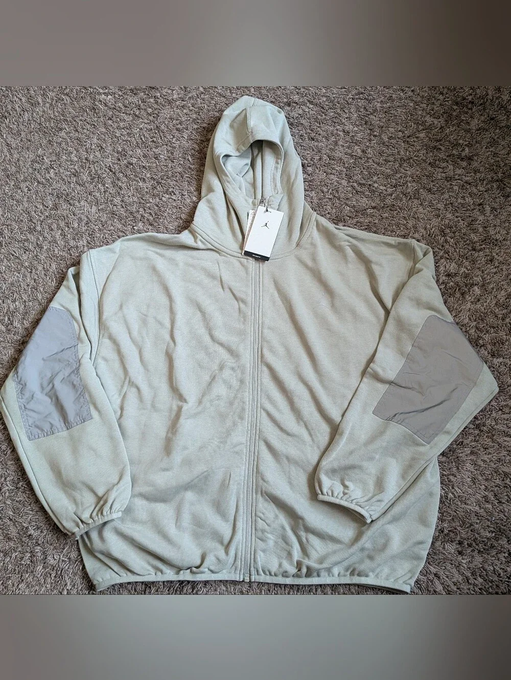 NWT Jordan Brooklyn Hike Mike Oversized Fit Spruce Fog Cotton Full Zip Hoodie S